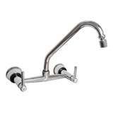 Torneira Misturador Cozinha Cromada Parede Bica Móvel C34 Cor Prateado