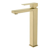 Torneira Misturador Monocomando Dourado Fosco Quadrado Alto