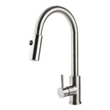 Torneira Para Cozinha Gourmet Misturador Monocomando Em Aço Inox 304 Escovado Muru Prata Pingoo casa