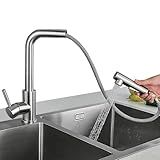Torneira Para Cozinha Gourmet Restaurante Com Ducha Extensível Flexível Modo Spray Jato Misturador Monocomando Água Quente E Fria Kit Mangueiras