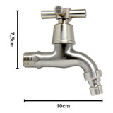 Torneira Tanque Jardim Lavanderia Aço Inox Escovado 1 4