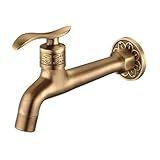 Torneira Vintage De Parede Em Metal Cor Bronze Ouro Velho Para Banheiro Lavabo Cozinha Ou Jardim
