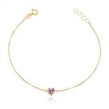Tornozeleira 18k 750 Pedra Coração De Zircônia 5mm 25cm Rosa
