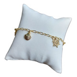 Tornozeleira Estrela Do Mar Moda Praia Dourada F Ouro 18k
