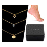 Tornozeleira Feminina Ogrife J 838 Banhado Ouro 18k Delicado Diâmetro 27 Cm