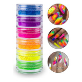 Torre 6 Cores Pó Acrílico Neon Decoração Nail Art Manicure