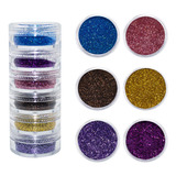 Torre Com 6 Potes De Glitter Fino Decoração Unhas Nail Art