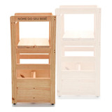 Torre De Aprendizagem Montessori 4 Em 1   Personalizada Top Cor Madeira Natural