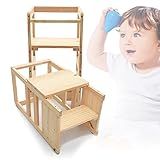 Torre De Aprendizagem Montessoriana Infantil Regulável 4x1 Qualidade Premium