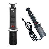 Torre De Tomada Multiplug USB Retratil Tipo C Embutir Mesa 3 Tomadas