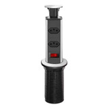 Torre Multiplug Retrátil Com 2 Tomadas 110 250v 10a Totem Cor Cinza E Preto