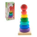 Torre Pirâmide Encaixe Madeira Educativo Montessori Didático