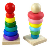 Torre Pirâmide Encaixe Madeira Educativo Montessori Didático