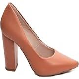 Torricella- Sapato Scarpin Salto Alto Grosso Bloco Bico Fino Feminino Social 9cm -Marrom- BR- Adulto- Numérico- P- 37-