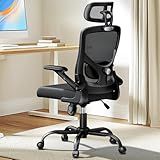 Totnz Cadeira De Escritório Ergonômica De Malha Alta Suporte Lombar Ajustável Com Encosto De Cabeça E Apoios De Braço Dobráveis Cadeira Giratória Para Computador Para Pessoas Altas E Grandes