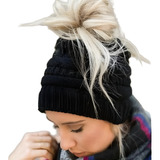 Touca Boina Rabo De Cavalo Furo P Cabelo Tricot Super Macia