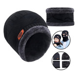 Touca De Inverno Gorro Cachecol Gola Frio Lã Forro Pelúcia