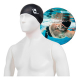 Touca De Natação De Silicone Preta Vollo Piscina Praia Mar Cor Preto Desenho Do Tecido Liso