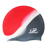 Touca De Natação Silicone Adulto Lisa Multicor Hammerhead Cor Cinza branco vermelho