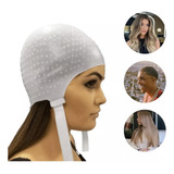 Touca De Silicone Romana Reflexo Mechas Luzes Alinhada Branca