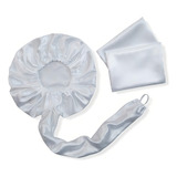 Touca Difusora Secadora 2 Fronhas 50x70 Cetim Anti Frizz Cor Branco