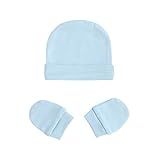 Touca E Luva Recém Nascido Azul