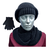 Touca Gola Luva Gorro De Lã Conjunto Inverno Proteção Frio