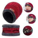 Touca Gorro Cachecol Forrada Lã Frio Echarpe Inverno Unissex