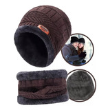 Touca Gorro Com Cachecol Forrada Lã Frio Unissex Inverno