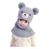 Touca Gorro De Inverno C  Orelhas De Urso E Pom Pom E Gola