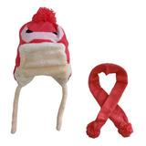 Touca Gorro De Lã Pompom Infantil Frio Com Cachecol