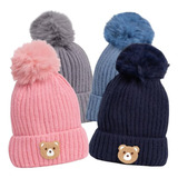 Touca Infantil Preta Menino Menina Forrada Chapeu Boina Frio