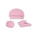 Touca Luva E Sapatinho Bebe Coroa Menina Menino Rosa Bebê