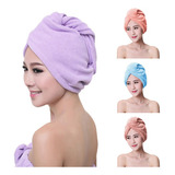 Touca Toalha Turbante C Botão Secar Cabelo Rápido Pós Banho