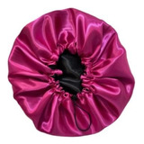 Touca Toca Cetim Premium Com Elástico Cabelo Liso Cachos Cor Rosa chiclete