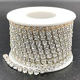 Towenm 1 Rolo De 5 Metros De Corrente Grande Com Strass De Cristal  Corrente De Strass De 4 2 Mm  SS18  Acabamento De Corrente De Cristal De Strass  Rolo De Corrente De Cristal  Base De Prata   Transparente  SS18 4 2 Mm 