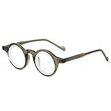 Tr90 Armação De óculos Redonda Estilo Coreano Vintage Pequenos óculos Luz Azul Retrô Unissex Cp Acetato Templo Moldura Verde Oliva