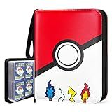 Trading Card Binder For Pokemon Cards Card Collector Album With Sleeves Fits Up To 400 Game Cards Zipper Carrying Card Organizer Book For Boys Girls