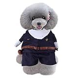 Traje Do Animal De Estimação Do Cão Do Dia Das Bruxas Uniforme Engraçado Do Animal De Estimação Traje Vertical Vestir Se Uniforme Engraçado Do Gato Do Cão Para Cosplay S Azul Marinho 