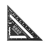 Transferidor De ângulo De Layout De Régua Triangular De Liga De Alumínio Métrico Genérico De 7 Polegadas Preto 