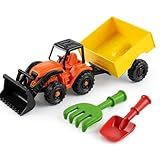 Trator Brinquedo Construction Com Carretinha Basculante- 30 Cm