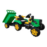 Trator Elétrico Infantil 12v Verde Caçamba Música Mp3 Pedal Bang Toys