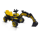 Trator Escavadeira Infantil Elétrico 12v 2 Motores Alavanca Móveis Com Pá Articulada