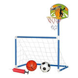 Trave 2 Em 1 Futebol Basquete Infantil 2 Bola Bomba Dmt 5936