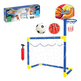 Trave Futebol Golzinho Infantil Mini Cesta 2x1 Basquete Bola