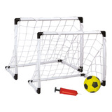 Trave Futebol Kit 2 Mini Golzinhos Gol Infantil Bola E Bomba