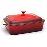 Travessa Le Creuset Retangular Com Tampa 32cm Vermelho