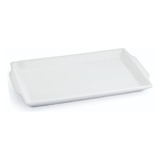 Travessa Retangular Rasa Grande Porcelana Branca 36 Cm