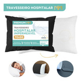 Travesseiro Antialérgico Impermeável Hospitalar Protetor Silencioso E Antiácaro Preto