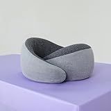 Travesseiro De Viagem - Flow Cinza - I Wanna Sleep - Suporte Ergonômico Memory Foam- Compacto- Portátil E Versátil- Ideal Para Viagens De Avião- Carro E Ônibus-